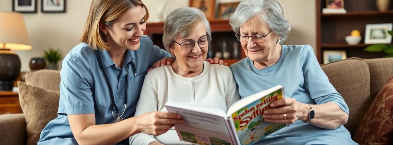 Caregiver assisting senior woman with daily activities in a Framingham home